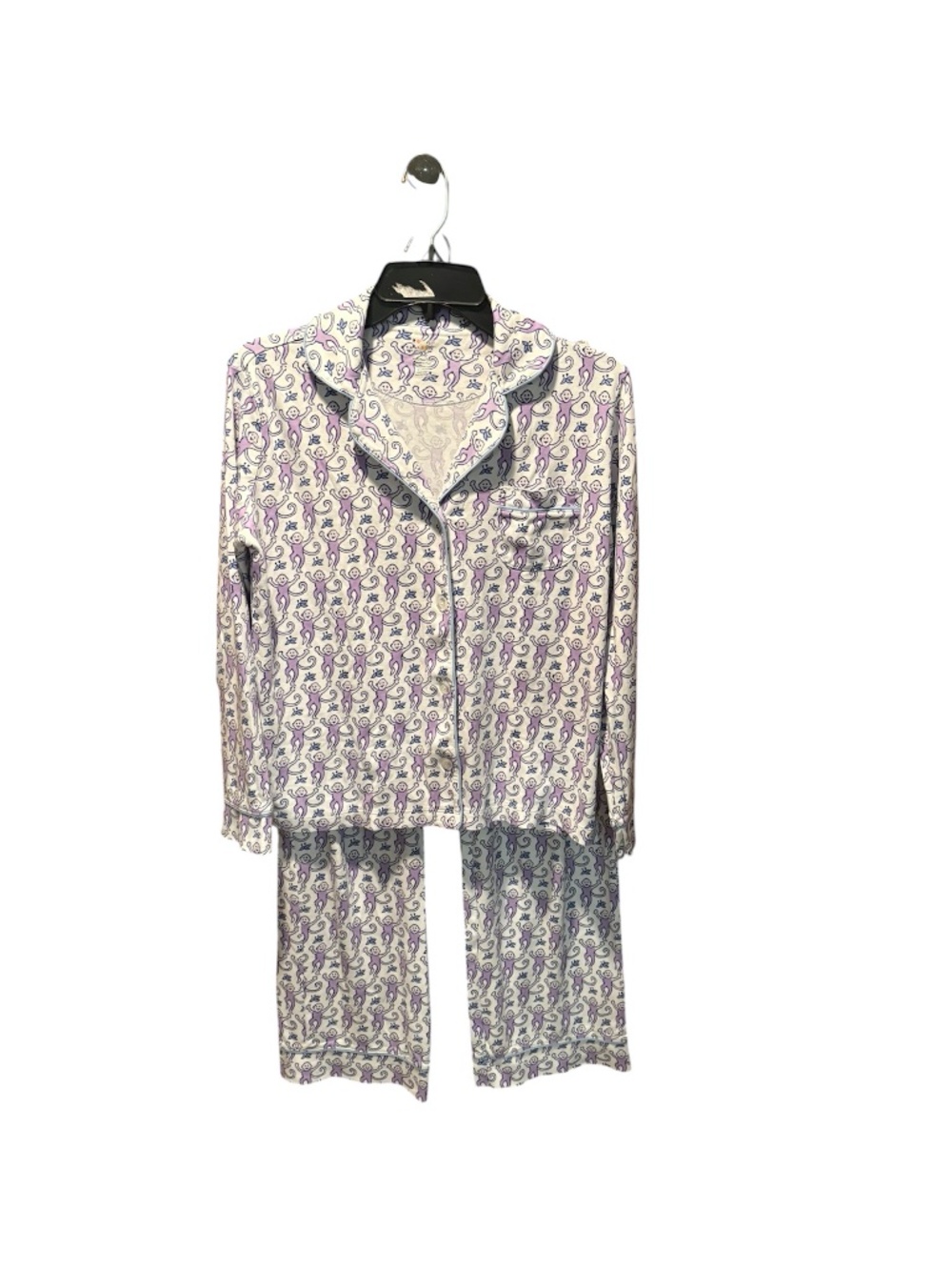 Roller Rabbit Pima Cotton Monkey Long Sleeve Polo Pajamas XS